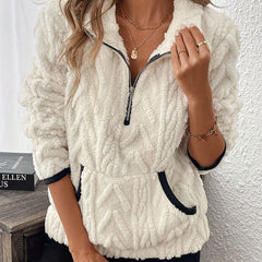 Half-Zip Fuzzy Sweatshirt 🍂 | Cloud-Soft + Roomy Pockets – Comfy Daily/Lounge